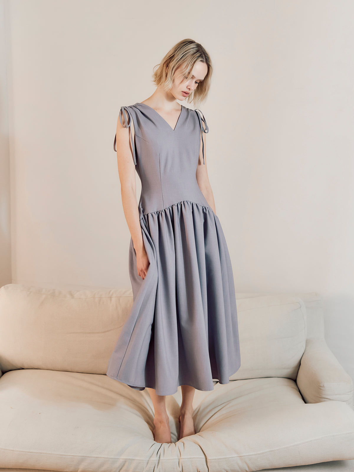 Fiesa - Gather ribbon dress