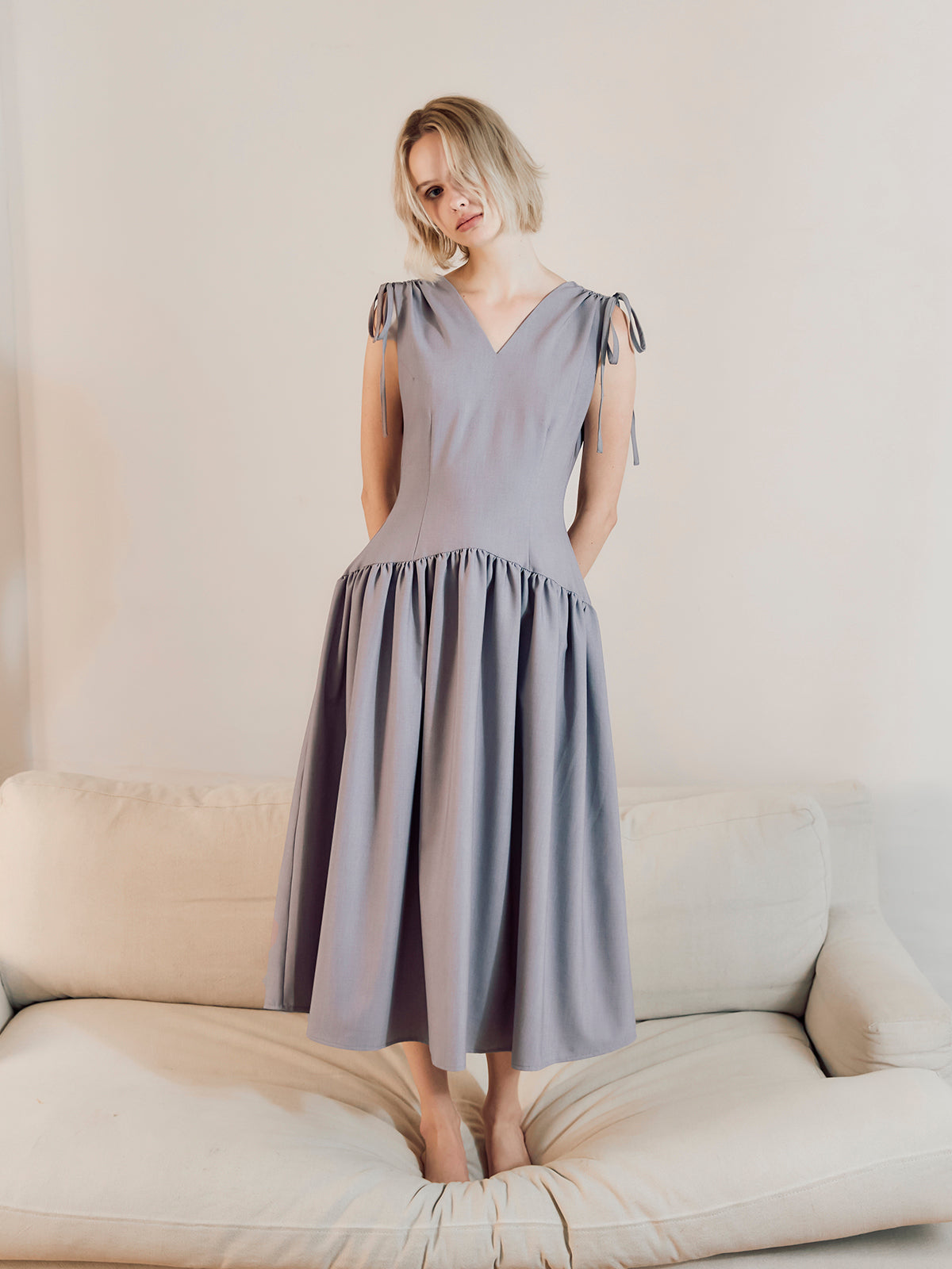 Fiesa - Gather ribbon dress