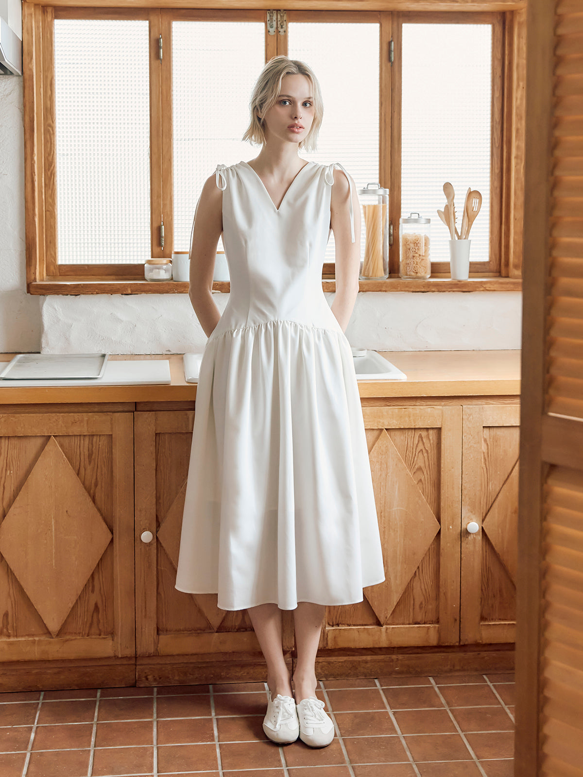 Fiesa - Gather ribbon dress