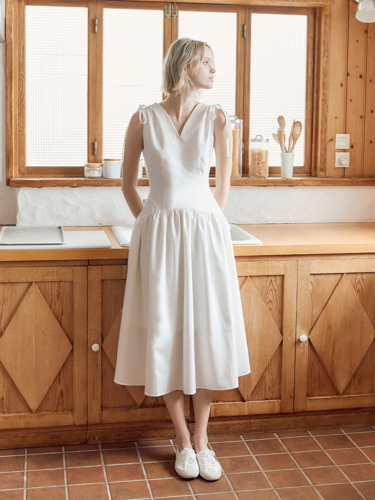 Fiesa - Gather ribbon dress