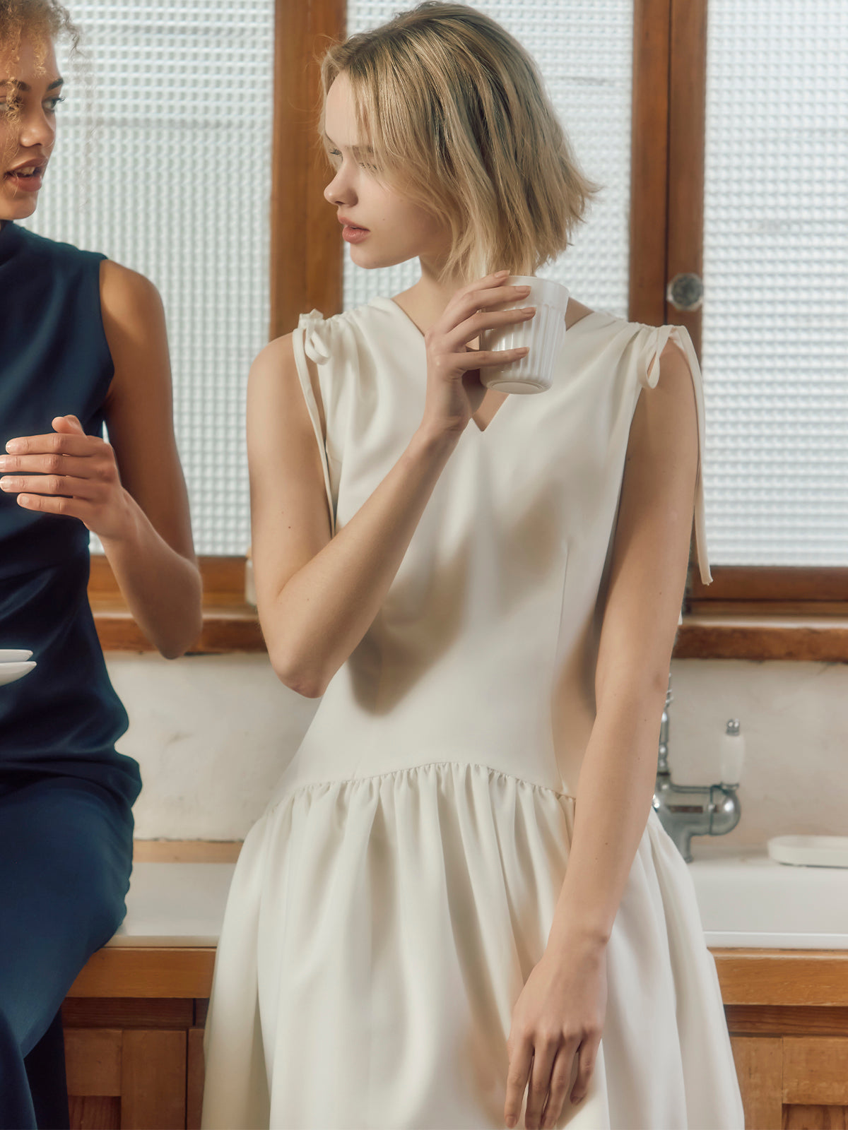 Fiesa - Gather ribbon dress