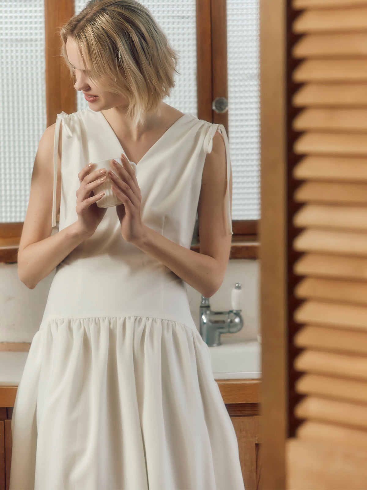Fiesa - Gather ribbon dress