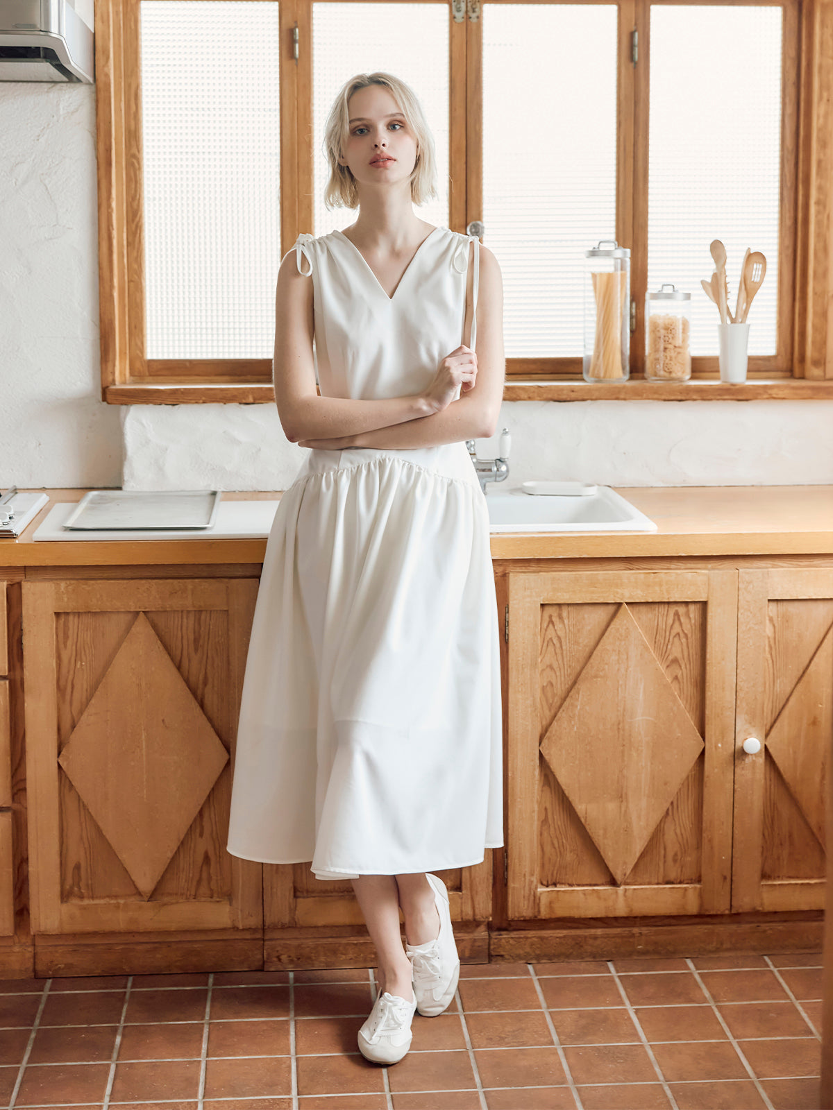 Fiesa - Gather ribbon dress