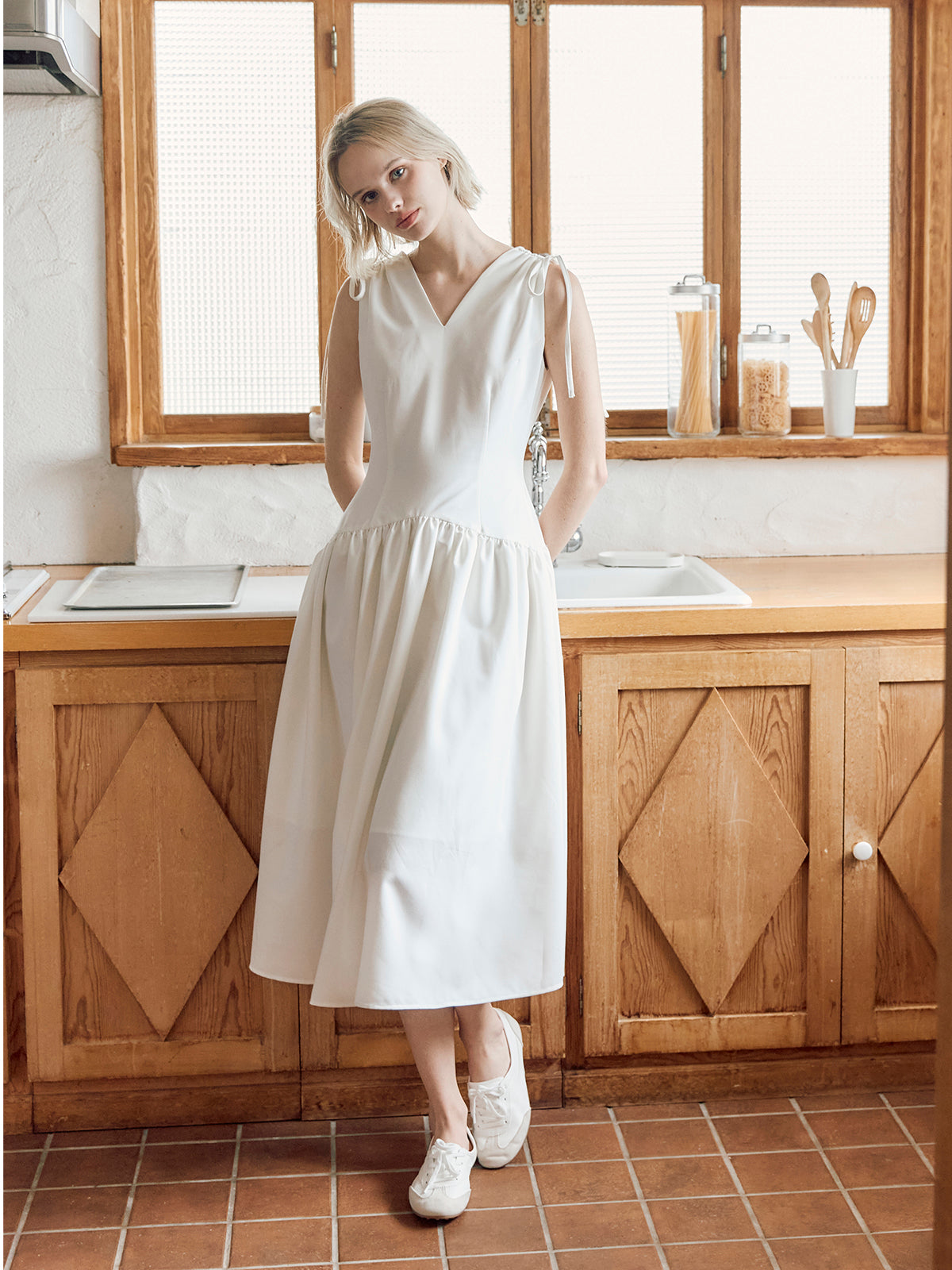 Fiesa - Gather ribbon dress